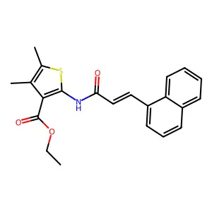 ethyl 2-((2E)-3-naphthylprop-2-enoylamino)-4,5-dimethylthiophene-3-carboxylate structure