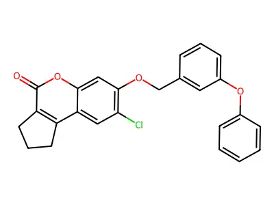 8-chloro-7-[(3-phenoxybenzyl)oxy]-2,3-dihydrocyclopenta[c]chromen-4(1H)-one structure