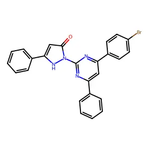 2-[4-(4-bromophenyl)-6-phenylpyrimidin-2-yl]-5-phenyl-1H-pyrazol-3-one structure