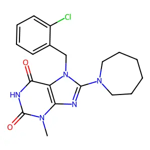 8-(azepan-1-yl)-7-(2-chlorobenzyl)-3-methyl-1H-purine-2,6(3H,7H)-dione structure