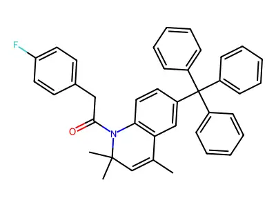 2-(4-Fluorophenyl)-1-(2,2,4-trimethyl-6-tritylquinolin-1-yl)ethanone structure