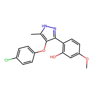 2-[4-(4-chlorophenoxy)-5-methyl-1H-pyrazol-3-yl]-5-methoxyphenol structure