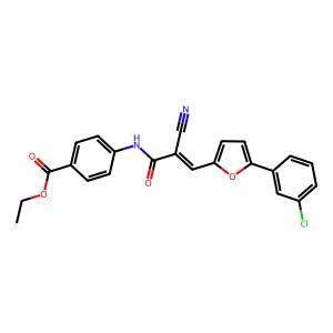 (Z)-ethyl 4-(3-(5-(3-chlorophenyl)furan-2-yl)-2-cyanoacrylamido)benzoate structure