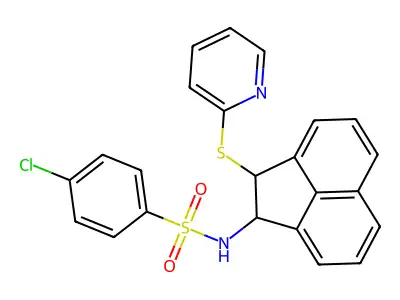 4-chloro-N-(2-pyridin-2-ylsulfanyl-1,2-dihydroacenaphthylen-1-yl)benzenesulfonamide structure