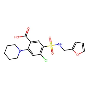 4-Chloro-5-[(furan-2-ylmethyl)sulfamoyl]-2-(piperidin-1-yl)benzoic acid structure