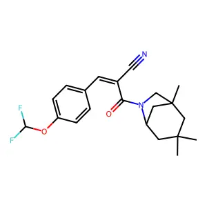 3-[4-(difluoromethoxy)phenyl]-2-(1,3,3-trimethyl-6-azabicyclo[3.2.1]octane-6-carbonyl)prop-2-enenitrile structure