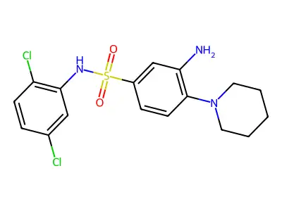3-amino-N-(2,5-dichlorophenyl)-4-(piperidin-1-yl)benzene-1-sulfonamide structure