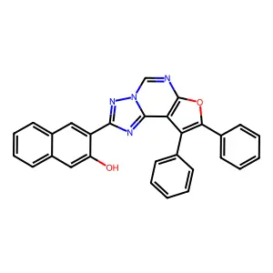 3-(8,9-Diphenylfuro[3,2-e][1,2,4]triazolo[1,5-c]pyrimidin-2-yl)naphthalen-2-ol structure