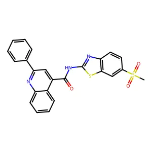 N-(6-methanesulfonyl-1,3-benzothiazol-2-yl)-2-phenylquinoline-4-carboxamide structure