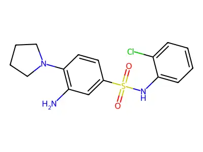 3-amino-N-(2-chlorophenyl)-4-(pyrrolidin-1-yl)benzene-1-sulfonamide structure