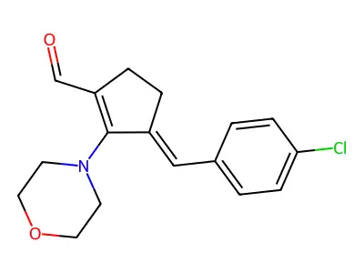 3-[(4-CHLOROPHENYL)METHYLIDENE]-2-(MORPHOLIN-4-YL)CYCLOPENT-1-ENE-1-CARBALDEHYDE structure