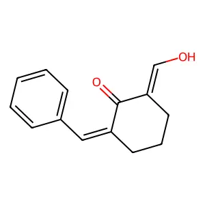 (3E)-2-hydroxy-3-(phenylmethylidene)cyclohex-1-ene-1-carbaldehyde structure