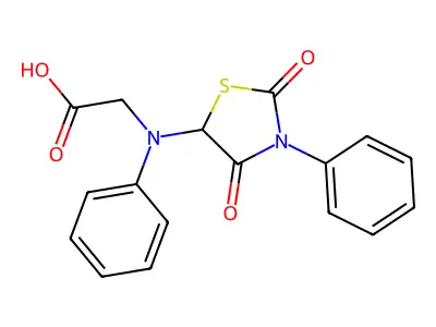 N-(2,4-dioxo-3-phenyl-1,3-thiazolidin-5-yl)-N-phenylglycine structure