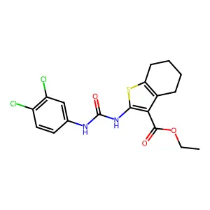 ethyl 2-{[(3,4-dichlorophenyl)carbamoyl]amino}-4,5,6,7-tetrahydro-1-benzothiophene-3-carboxylate structure