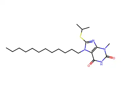 7-dodecyl-8-(isopropylsulfanyl)-3-methyl-3,7-dihydro-1H-purine-2,6-dione structure