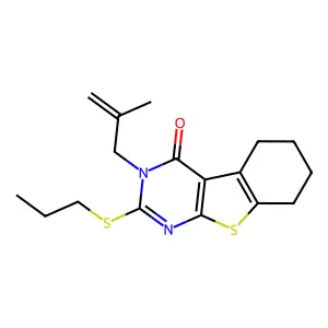 3-(2-methylprop-2-enyl)-2-propylsulfanyl-5,6,7,8-tetrahydro-[1]benzothiolo[2,3-d]pyrimidin-4-one structure
