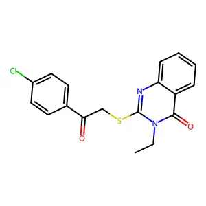 2-{[2-(4-chlorophenyl)-2-oxoethyl]sulfanyl}-3-ethyl-4(3H)-quinazolinone structure