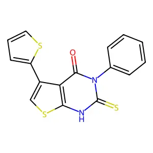 3-phenyl-2-sulfanyl-5-(thiophen-2-yl)-3H,4H-thieno[2,3-d]pyrimidin-4-one structure