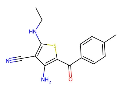 4-Amino-2-(ethylamino)-5-(4-methylbenzoyl)thiophene-3-carbonitrile structure