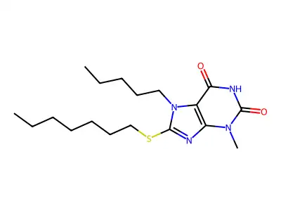8-Heptylsulfanyl-3-methyl-7-pentyl-3,7-dihydro-purine-2,6-dione structure