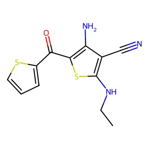 4-Amino-2-(ethylamino)-5-(thiophene-2-carbonyl)thiophene-3-carbonitrile structure