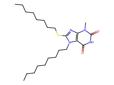 3-Methyl-7-nonyl-8-octylsulfanyl-3,7-dihydro-purine-2,6-dione structure