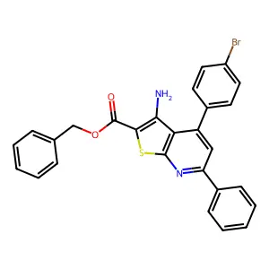 Benzyl 3-amino-4-(4-bromophenyl)-6-phenylthieno[2,3-b]pyridine-2-carboxylate structure