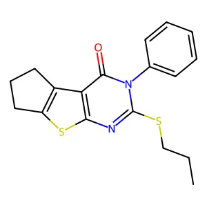 3-phenyl-2-(propylsulfanyl)-3,5,6,7-tetrahydro-4H-cyclopenta[4,5]thieno[2,3-d]pyrimidin-4-one structure
