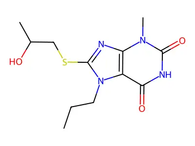 8-(2-Hydroxypropylsulfanyl)-3-methyl-7-propylpurine-2,6-dione structure