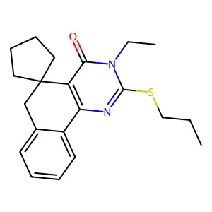 3-ethyl-2-propylsulfanylspiro[6H-benzo[h]quinazoline-5,1'-cyclopentane]-4-one structure