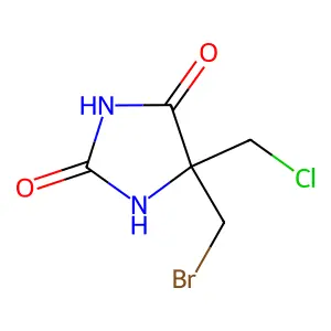 Bromochloro-5,5-dimethylimidazolidine-2,4-dione structure