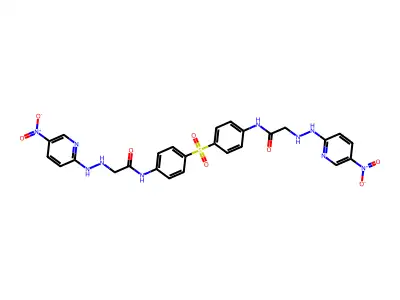 2-[2-(5-nitropyridin-2-yl)hydrazinyl]-N-[4-[4-[[2-[2-(5-nitropyridin-2-yl)hydrazinyl]acetyl]amino]phenyl]sulfonylphenyl]acetamide structure