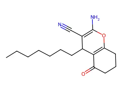 2-amino-4-heptyl-5-oxo-5,6,7,8-tetrahydro-4H-chromene-3-carbonitrile structure