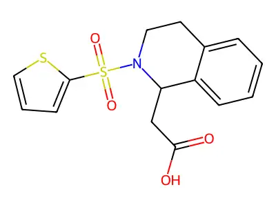 2-[2-(Thiophene-2-sulfonyl)-1,2,3,4-tetrahydroisoquinolin-1-yl]acetic acid structure