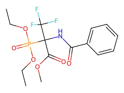 Methyl 2-(benzoylamino)-2-(diethoxyphosphoryl)-3,3,3-trifluoropropanoate structure