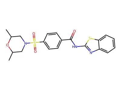 N-(1,3-benzothiazol-2-yl)-4-[(2,6-dimethylmorpholin-4-yl)sulfonyl]benzamide structure
