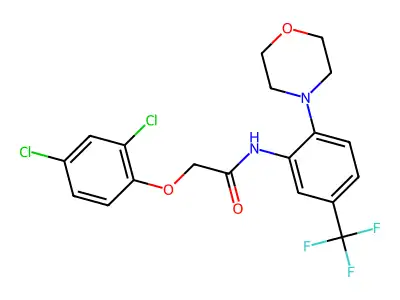 2-(2,4-dichlorophenoxy)-N-[2-morpholin-4-yl-5-(trifluoromethyl)phenyl]acetamide structure