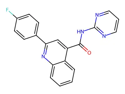 2-(4-fluorophenyl)-N-pyrimidin-2-ylquinoline-4-carboxamide structure