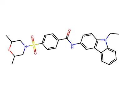 4-(2,6-dimethylmorpholin-4-yl)sulfonyl-N-(9-ethylcarbazol-3-yl)benzamide structure