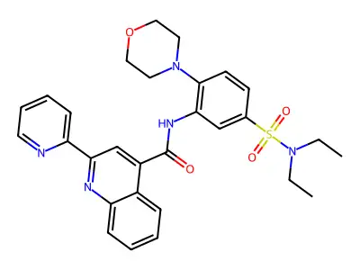 N-[5-(diethylsulfamoyl)-2-morpholin-4-yl-phenyl]-2-pyridin-2-yl-quinoline-4-carboxamide structure