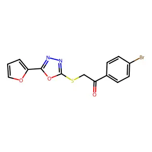 1-(4-Bromophenyl)-2-{[5-(furan-2-yl)-1,3,4-oxadiazol-2-yl]sulfanyl}ethan-1-one structure