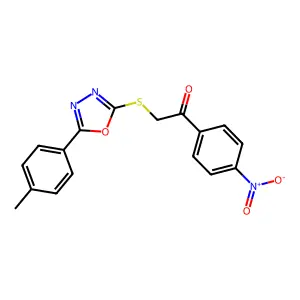 2-[[5-(4-Methylphenyl)-1,3,4-oxadiazol-2-yl]sulfanyl]-1-(4-nitrophenyl)ethanone structure