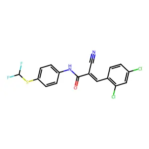 (2E)-2-cyano-3-(2,4-dichlorophenyl)-N-{4-[(difluoromethyl)sulfanyl]phenyl}prop-2-enamide structure