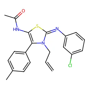 N-[(2Z)-2-[(3-chlorophenyl)imino]-4-(4-methylphenyl)-3-(prop-2-en-1-yl)-2,3-dihydro-1,3-thiazol-5-yl]acetamide structure
