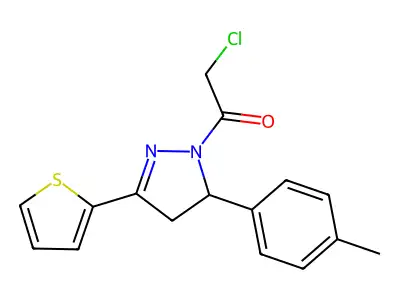 2-Chloro-1-[3-(4-methylphenyl)-5-thiophen-2-yl-3,4-dihydropyrazol-2-yl]ethanone structure