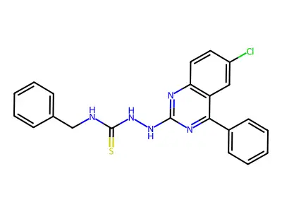 1-Benzyl-3-[(6-chloro-4-phenylquinazolin-2-yl)amino]thiourea structure