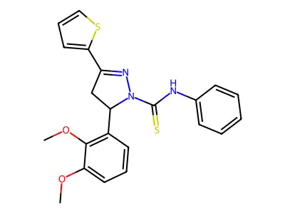 3-(2,3-dimethoxyphenyl)-N-phenyl-5-thiophen-2-yl-3,4-dihydropyrazole-2-carbothioamide structure