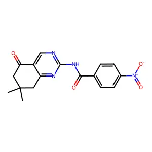 N-(7,7-dimethyl-5-oxo-5,6,7,8-tetrahydroquinazolin-2-yl)-4-nitrobenzamide structure