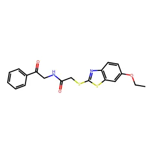 2-[(6-ethoxy-1,3-benzothiazol-2-yl)sulfanyl]-N-phenacylacetamide structure