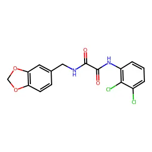 N-(1,3-benzodioxol-5-ylmethyl)-N'-(2,3-dichlorophenyl)oxamide structure